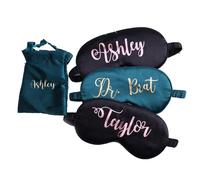 Masque pour Les Yeux Endormi en Satin Personnalisé,Cache Oeil pour Dormir,Bandeau Yeux Sommeil,Masque Dormir,Cache Oeil,Cache Yeux pour Dormir Enfant (Le Noir)
