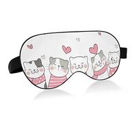 Masque pour les yeux Happy Cats Valentine Day Sleep, masque de sommeil et bandeau avec bandeau élastique Soft Comfort Eyeshade Sleep Cover for Travel Yoga Nap