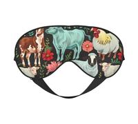 Masque pour les yeux imprimé animal de la ferme, masque de sommeil occultant et pour les yeux pour femme, masque de sommeil avec sangle réglable, adapté pour l'heure du coucher et les voyages