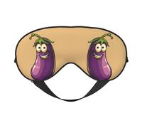 Masque pour les yeux imprimé aubergine de dessin animé, doux et respirant, adapté pour la sieste, les voyages et la nuit de sommeil