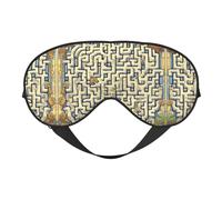 Masque pour les yeux imprimé carte au trésor labyrinthe - Aide au sommeil confortable, ombre de nuit élastique, bandeau à la lumière pour les yeux pour avion, voyage