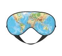 Masque pour les yeux imprimé carte du monde - Aide au sommeil confortable, ombre de nuit élastique, bandeau anti-lumière pour les yeux pour avion, voyage