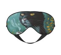 Masque pour les yeux imprimé chat pour femme, masque de sommeil occultant avec sangle réglable, convient pour l'heure du coucher et les voyages