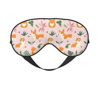 Masque pour les yeux imprimé Corgi de petite taille, doux et respirant, adapté pour la sieste, les voyages et le sommeil nocturne