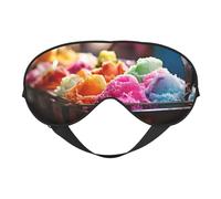 Masque pour les yeux imprimé crème glacée colorée - Masque de sommeil soyeux pour homme et femme - Pour dormir et se détendre