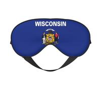 Masque pour les yeux imprimé drapeau de l'État du Wisconsin pour un sommeil confortable - ombre de nuit élastique, parfait pour l'avion, les voyages et la méditation