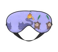 Masque pour les yeux imprimé graines de tournesol et chats - Aide au sommeil confortable, ombre de nuit élastique, bandeau anti-lumière pour les yeux pour avion, voyage