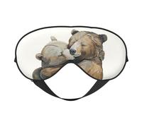 Masque pour les yeux imprimé ours - Masque de sommeil occultant pour femme - Masque de sommeil avec sangle réglable - Convient pour l'heure du coucher et les voyages