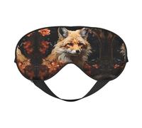 Masque pour les yeux imprimé renard et fleurs - Aide au sommeil confortable, ombre de nuit élastique, bandeau anti-lumière pour les yeux pour avion, voyage