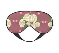 Masque pour les yeux imprimé rose d'amour blanc - Aide au sommeil confortable, ombre de nuit élastique, bandeau anti-lumière pour les yeux pour avion, voyage