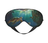 Masque pour les yeux imprimé tortues de mer, masque de sommeil occultant pour femme, masque de sommeil avec sangle réglable, adapté pour l'heure du coucher et les voyages