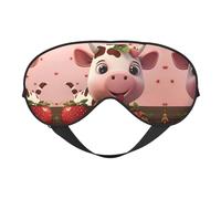 Masque pour les yeux imprimé vaches et fraises pour un sommeil confortable - ombre de nuit élastique, parfait pour l'avion, les voyages et la méditation