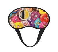 Masque pour les yeux lavable avec imprimé café et beignets pour adultes pour bloquer le sommeil pour les voyages, le camping, le repos nocturne