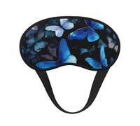 Masque pour les yeux lavable avec imprimé papillons bleus et fleurs blanches pour adultes pour dormir la nuit