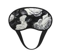 Masque pour les yeux lavable avec imprimé rose noire et blanche pour adultes pour dormir et bloquer la lumière