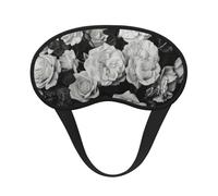 Masque pour les yeux lavable avec imprimé rose noire et blanche pour adultes pour dormir et bloquer la lumière