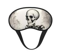 Masque pour les yeux lavable avec imprimé squelette intéressant pour dormir et bloquer la sieste pour les voyages, le camping, le repos nocturne