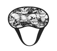 Masque pour les yeux lavable avec motif crânes noirs et blancs pour adultes pour le sommeil et le camping
