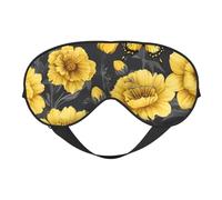 Masque pour les yeux léger avec imprimé fleurs jaunes et papillons pour voyage, yoga, sieste, camping, travail, relaxation