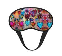 Masque pour les yeux léger et confortable avec motif cœur coloré et sangle élastique pour dormir, voyager, travailler par quarts et méditer - Masque occultant pour les yeux