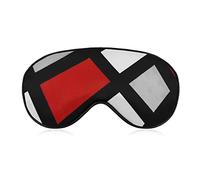 Masque pour les yeux léger et confortable de style moderne rouge noir grille peinture colorée pour enfants filles adolescents femmes, couverture pour les yeux en D avec sangle élastique pause déjeuner