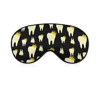 Masque pour les yeux léger et confortable dentaire or jaune couronne dents Art sommeil pour filles femmes enfants, visière avec sangle réglable pause déjeuner voyage sommeil masque pour les yeux