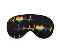 Masque pour les yeux léger et confortable LGBT Pride Lesbian Gay Transgender Rainbow Heartbeat pour enfants, adolescents, filles, femmes, couvre-yeux 3D avec sangle élastique pour déjeuner, voyage, so