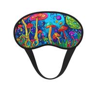 Masque pour les yeux léger et confortable, motif champignons lumineux colorés, art psychédélique, avec sangle élastique pour dormir, voyager, travailler par quarts et méditer - Bandeau bloquant la lu