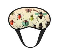 Masque pour les yeux léger et universel avec petits insectes de dessin animé : idéal pour les voyages, les siestes de bureau et le travail de quart de travail. Fournit un environnement de sommeil