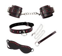 Masque pour les yeux Love Leather 3 Piece Set - Menottes confortables et réglables - Party Game 3 Piece Set