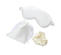 Masque Pour Les Yeux Masque for les yeux en soie imitée for femmes, ensemble de 3 pièces, patchs for, masque facial, bandeau for, repos voyage, couverture for nuit(White)