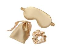 Masque Pour Les Yeux Masque for les yeux en soie imitée for femmes, ensemble de 3 pièces, patchs for, masque facial, bandeau for, repos voyage, couverture for nuit(Gold)