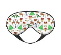 Masque pour les yeux « Merry Christmas Happy » - Impression polyvalente - Polyvalent - Pour le sommeil - Double face - Pour yoga, camping
