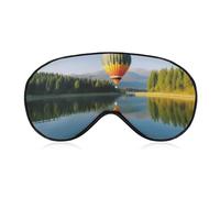 Masque pour les yeux montgolfière Above The Calm Lake, masque de sommeil latéral léger, bandeau pour les yeux, coussinet nasal et bande élastique pour enfants, femmes et hommes