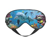 Masque pour les yeux motif dauphin océan regardant vous - Design réversible - Réglable pour un ajustement parfait - Bloque la lumière