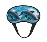 Masque pour les yeux motif dauphins dans la mer, doux, lavable et confortable pour dormir, voyage, maison, hôtel, avion, camping