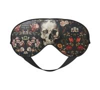 Masque pour les yeux motif tête de mort floral pour dormir, masque de sommeil bloquant parfaitement la lumière pour les femmes et les hommes, bandeau doux et confortable pour les voyages