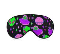 Masque pour les yeux Neon Alien Space Art confortable et super doux pour hommes, femmes et enfants, visière avec sangle élastique pause déjeuner voyage sommeil masque pour les yeux pour voyage