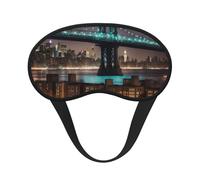 Masque pour les yeux New York Manhattan Bridge Night Print doux lavable confortable pour dormir, voyage, maison, hôtel, avion, camping