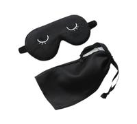 Masque Pour Les Yeux Occultant En Tissu Semblable À De La Soie Brodé Le Noir