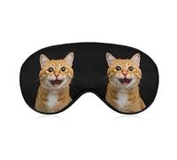 Masque pour les yeux occultant fantaisie, Happy Ginger Cat Masques de sommeil Masque de sommeil avec bandeau pour les yeux avec sangle réglable pour hommes femmes adolescents garçons filles enfants