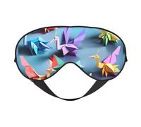 Masque pour les yeux origami multicolore imprimé grues, masque occultant doux pour les yeux pour femmes et hommes, nuit complète de sommeil, voyage