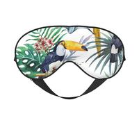 Masque pour les yeux polyvalent avec feuilles tropicales et oiseaux - Couverture complète - Léger et respirant - Pour voyage, camping