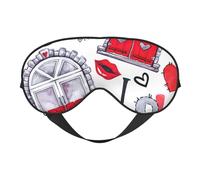Masque pour les yeux polyvalent avec imprimé cœur rouge et inscription Love - Couverture complète - Aide au sommeil - Léger et respirant - Pour voyage et camping