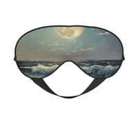 Masque pour les yeux polyvalent imprimé lune et mer Couverture complète Aide au sommeil Léger Respirant Voyage Camping