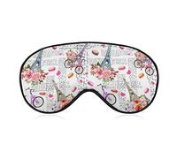 Masque pour les yeux pour dormir compatible avec les masques de sommeil de la tour Eiffel de vélo de fleurs pour les femmes et les hommes, masque de sommeil bloquant la lumière, masque pour les yeux