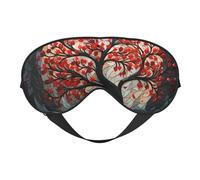 Masque pour les yeux pour dormir, motif feuille d'érable rouge, arbre, peinture artistique, masque de sommeil avec sangle réglable