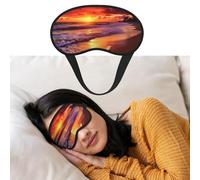 Masque pour les yeux pour dormir - Respirant - Bloque la lumière - Belle plage - Coucher de soleil - Bandeau doux et confortable - Pour homme et femme - Pour la sieste à la maison