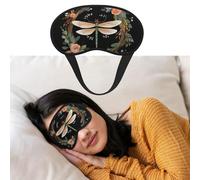 Masque pour les yeux pour dormir - Respirant - Bloque la lumière - Image de libellule dans une couronne - Bandeau de nuit doux et confortable - Pour homme et femme - Pour la sieste à la maison