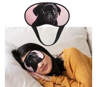 Masque pour les yeux pour dormir - Respirant - Bloque la lumière - Joli carlin noir - Doux et confortable - Pour homme et femme - Pour la sieste à la maison